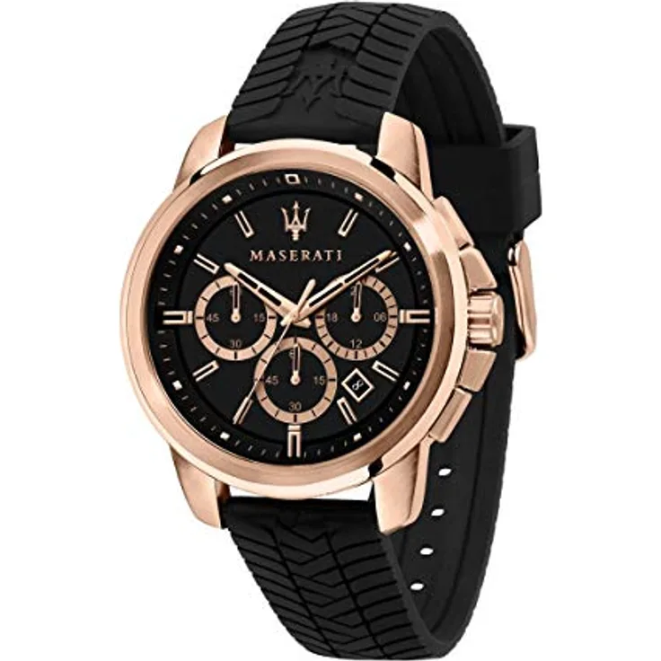 Maserati Herrenuhr, Successo Kollektion, aus Edelstahl, Rosegold PVD, Silikon, mit Silikon-Armband - R8871621012