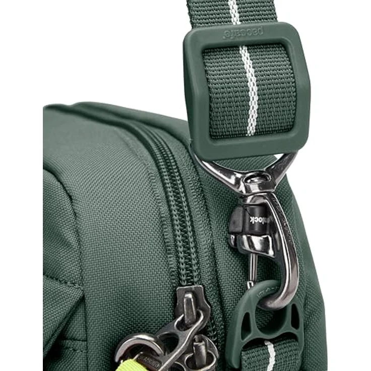 Pacsafe GO Crossbody Handtasche, schnittfest mit RFID-Schutz, Grün – Bild 8