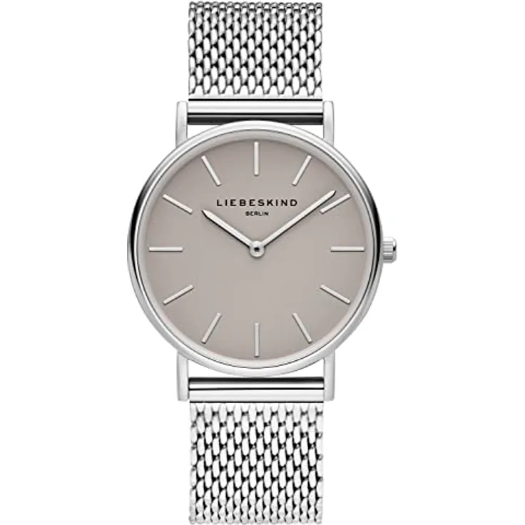 Liebeskind Damen, Uhr, Silber, 34 mm - Zweizeiger Damenuhr mit Edelstahlgehäuse und hochwertigem Edelstahl Mesharmband, gut ablesbares Zifferblatt