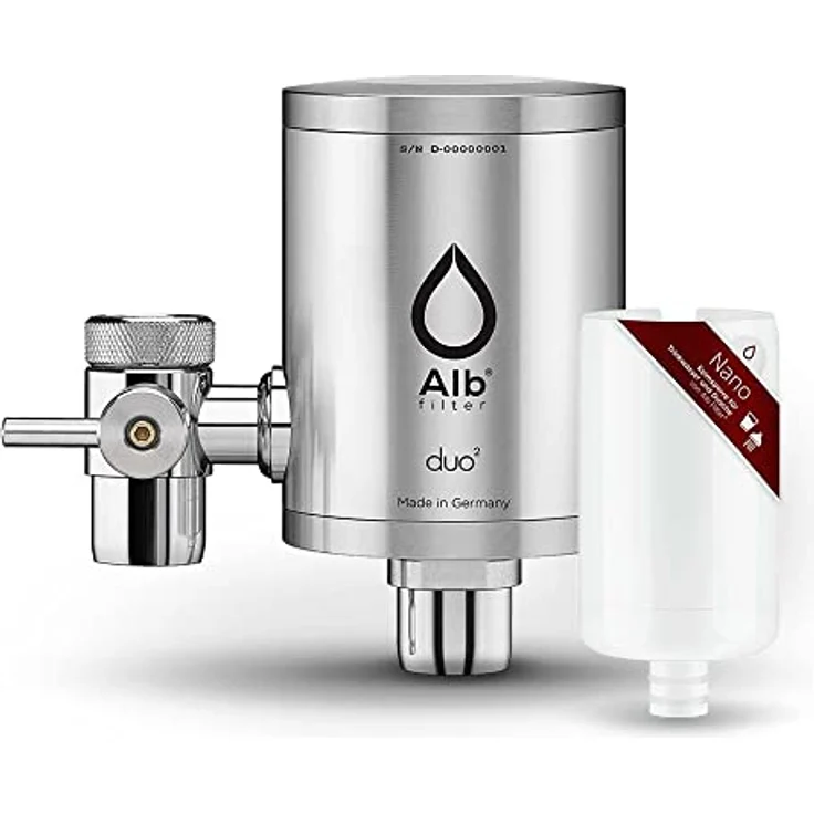 Blaufaktor Alb Filter Duo Nano, Trinkwasserfilter für Wasserhahn mit 0.1 µm Hohlfasermembran, Edelstahl Natur – Bild 1