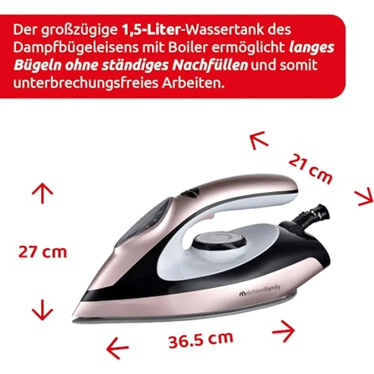 Melchioni Family Ferro INFINITY – Leistungsstarkes Bügeleisen mit 1,5L Wassertank und 2000W Leistung – Bild 5