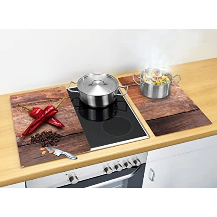 Allstar Glasabdeckplatten Pepper - 2er Set, Kochplattenabdeckung für Glaskeramik-Kochfelder, Gehärtetes Glas, 30 x 0,8 x 52 cm, mehrfarbig – Bild 3