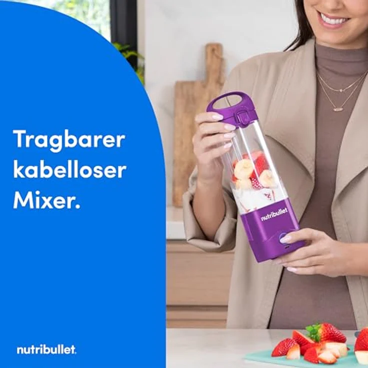 NutriBullet NBP003PU Portable Standmixer, 475ml, USB-C, BPA-frei, kabelloser Betrieb – Bild 3
