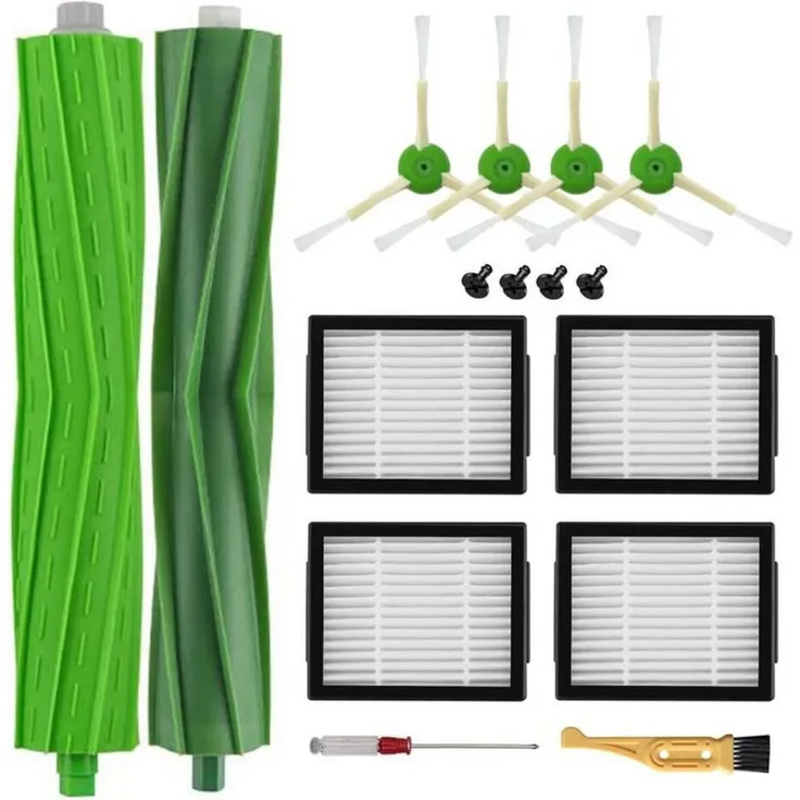 MSM Saugroboter Zubehör-Set, 10 Ersatzteile für iRobot Roomba i7 i7+ i8+ E5 E6 J7 Plus, inkl. Gummibürsten und Hochleistungsfiltern
