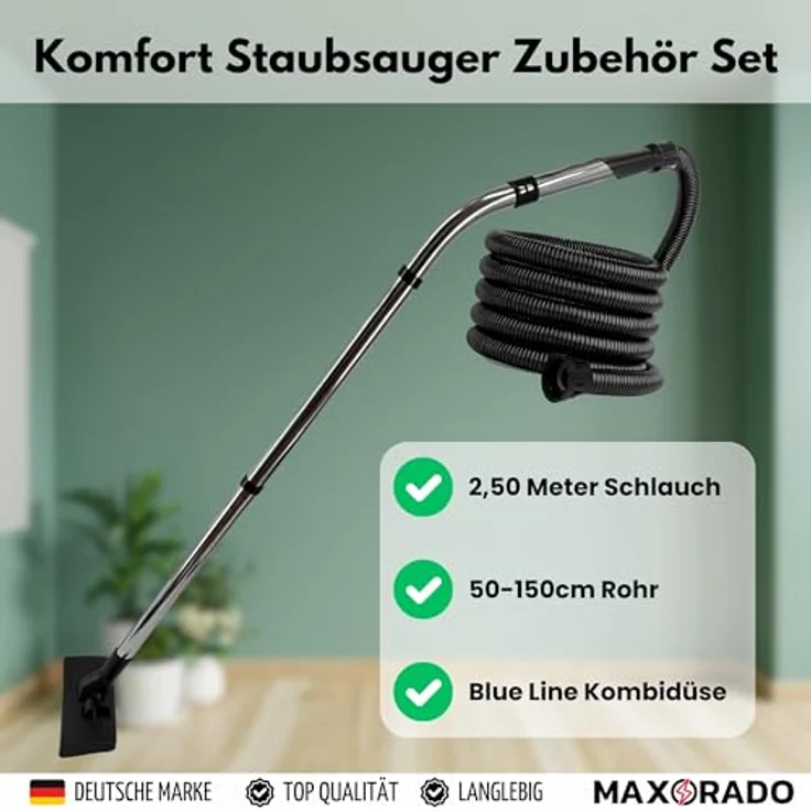 Maxorado Bodendüse + Schlauch + Staubsaugerrohr Ersatzteile Set, kompatibel mit Numatic HVR200, NRV200, 32mm, inkl. umschaltbarer Kombi Bodendüse und 2,5m Schlauch – Bild 2