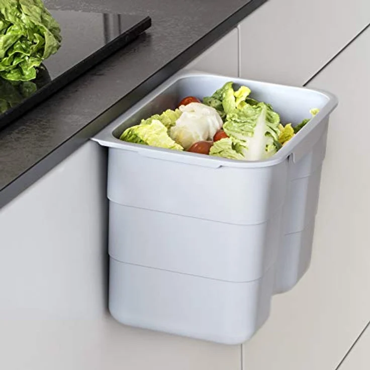 Biobin Multifunktionsbehälter 4,2 L grau mit Deckel 170 x 227 x 172 mm zum Einhängen Aufbewahrungsbox Abfallsammler von SO-TECH® – Bild 5