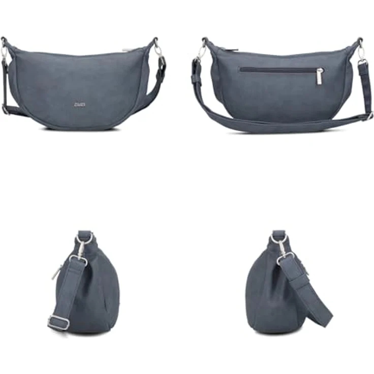 Zwei M70 Half-Moon Bag, Umhängetasche in Nubuk-Blue mit 4 l Volumen, wasserabweisend, verstellbarem Schulterriemen und mehreren Fächern – Bild 3