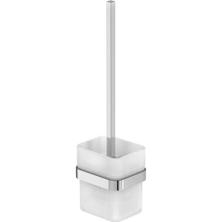 Lenz WC-Bürstengarnitur Aura, Chrom – Pflegeleichte Oberfläche, einfache Wandmontage, herausnehmbarer Glasbehälter – 3409602
