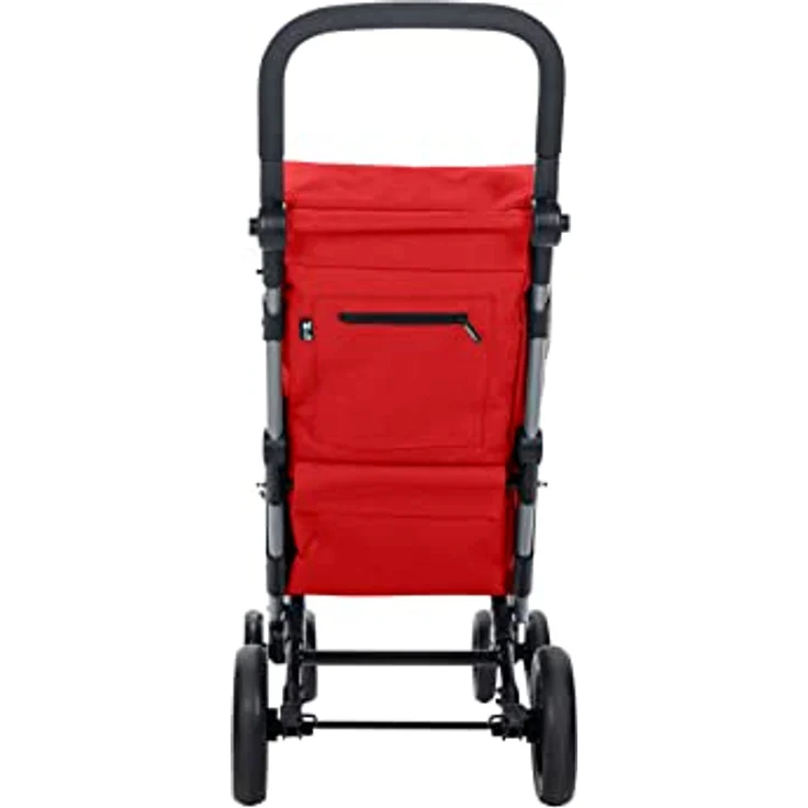 CARLETT | Einkaufstrolley mit 4 Rädern | Lett430 CLASSIC duo | Zusammenklappbarer Einkaufswagen mit großer Kapazität, 25kg, 53L Einkaufstasche, 9L Thermotasche und Rückenfach | Ruby Rot – Bild 4