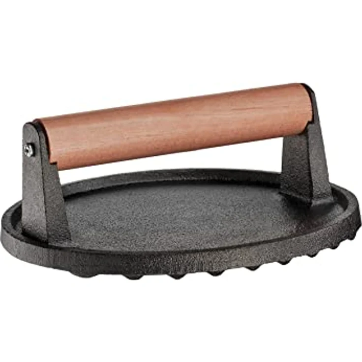 Küchenprofi BBQ Grillpresse | 18 x 7,5cm | 1kg | Gusseisen Presse | Griff aus Palisanderholz | Fleischbeschwerer z.B. für Steak, Bacon, Schnitzel | Bacon Presse – Bild 4