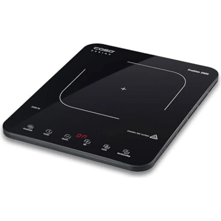 Caso ProSlim 2000 - Mobiles Induktionskochfeld, 2000W, 10 Leistungs- & Temperaturstufen, Sensor-Touch, LED-Anzeige, Auto-Topferkennung, Timer, Überhitzungsschutz, Kindersicherung, Schwarz