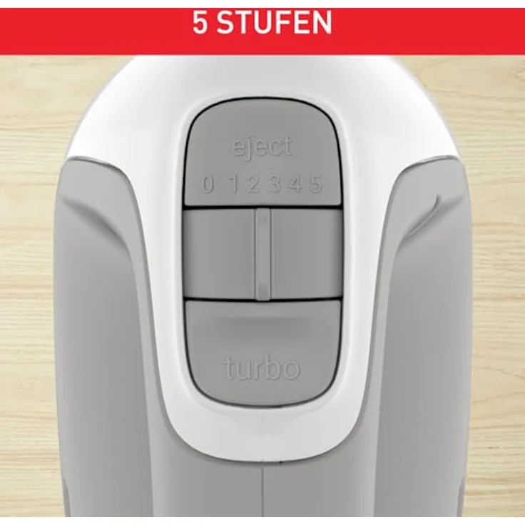 Tefal HT450B Prep'Mix Handmixer | 450 Watt | 5 Geschwindigkeiten | 2 Schneebesen und 2 Knethaken aus Edelstahl | vielseitiger Handmixer | ergonomisches Design | spülmaschinenfestes Zubehör | Weiß-Grau – Bild 5