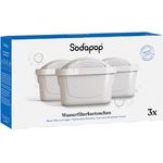 Sodapop Wasserfilter-Kartuschen, 3 Stück, kompatibel mit BRITA®*, für weniger Chlor, Kalk und Schwermetalle im Trinkwasser