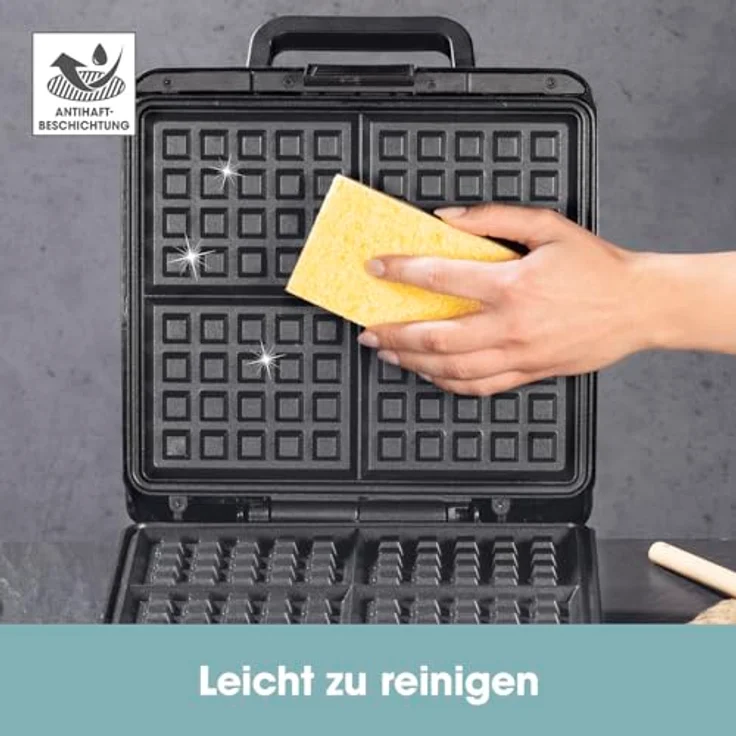 GOURMETmaxx Waffeleisen für 4 Belgische Waffeln | Waffelautomat mit Antihaftbeschichtung, stufenlos einstellbarer Bräunungsgrad und Kontrollleuchte | Duftende belgische Waffeln ganz einfach zubereitet – Bild 4