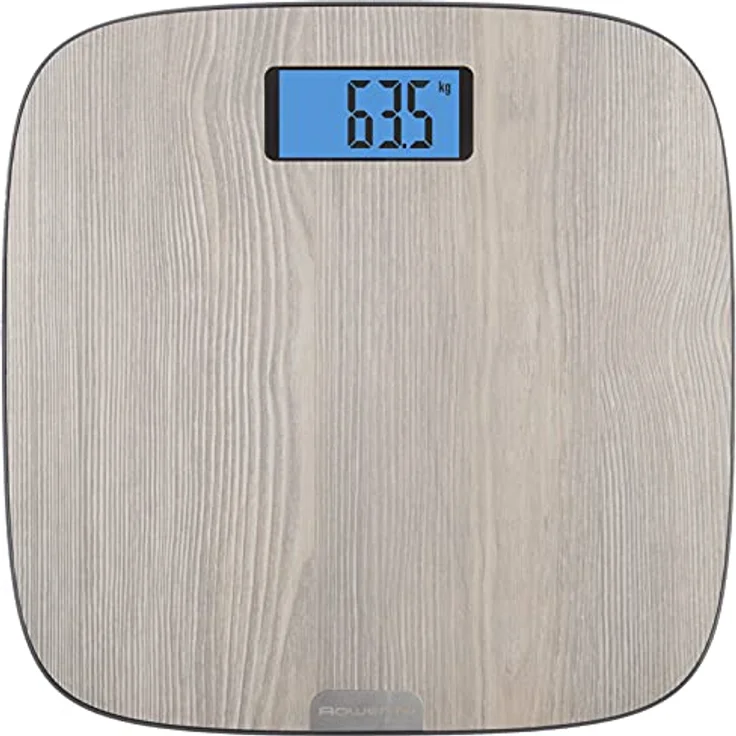 Rowenta Origin Light Wood BS1600 Badezimmerwaage mit großem Display, Holz-Finish, automatische Einschaltung, Tragkraft bis 160 kg, 100 g, inkl. 4 AAA-Batterien – Bild 1