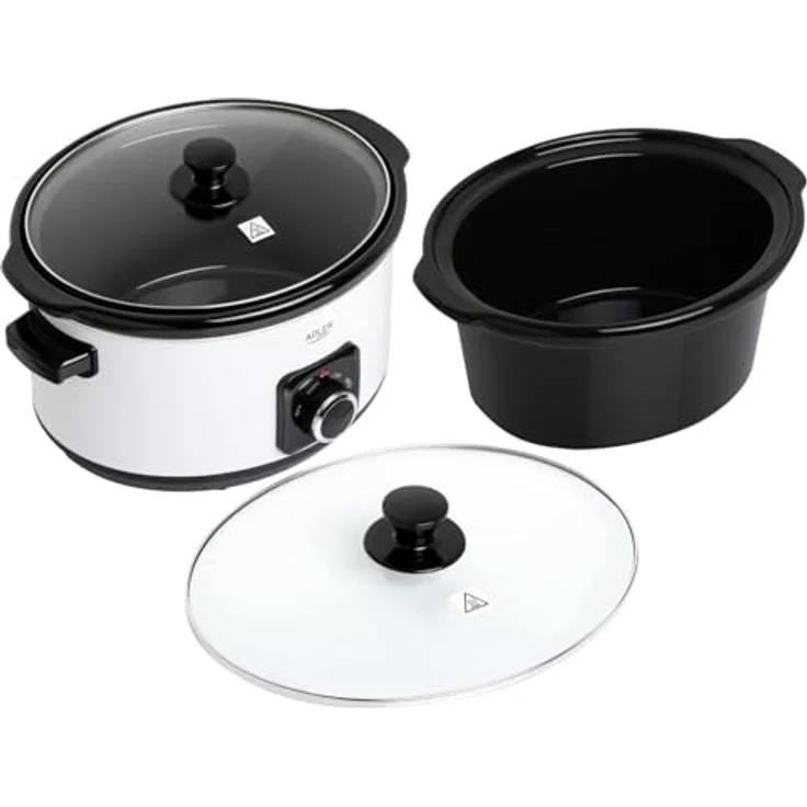 Adler ADLER Slow Cooker 5,8L, 290W Leistung, Keramische Schale, Edelstahlgehäuse, Glasdeckel – Bild 4