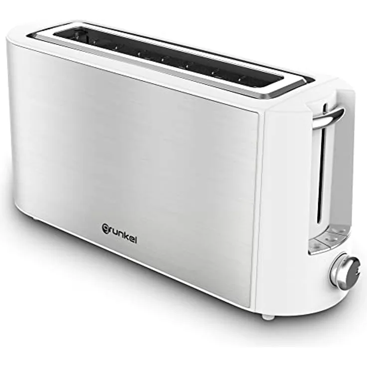 Grunkel - TS-MAXISTEEL - Extra breiter Schlitz-Toaster mit 6 Toaststufen und abnehmbarer Krümelauflage, Überhitzen, Auftauen und Abbrechen - Edelstahl - 1000 W