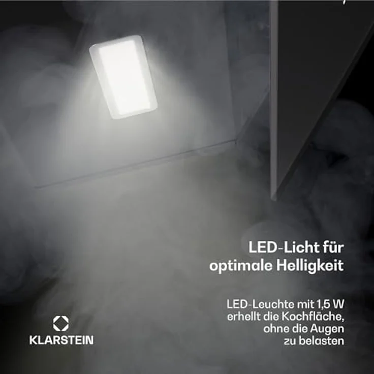Klarstein Alina Dunstabzugshaube – 540 m³/h, Touch-Bedienfeld, LED-Beleuchtung, Energieeffizienz A, 3 Leistungsstufen, Schwarz, Umluftbetrieb – Bild 5