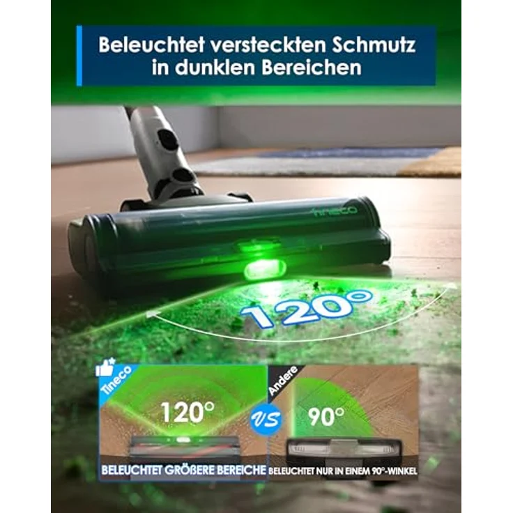 Tineco Pure ONE A50S Kabelloser Akku Stabstaubsauger, Flex Akkusauger 70 Min. Laufzeit, 3DSense Power Bürste, 185W Saugleistung, Schwarz – Bild 2