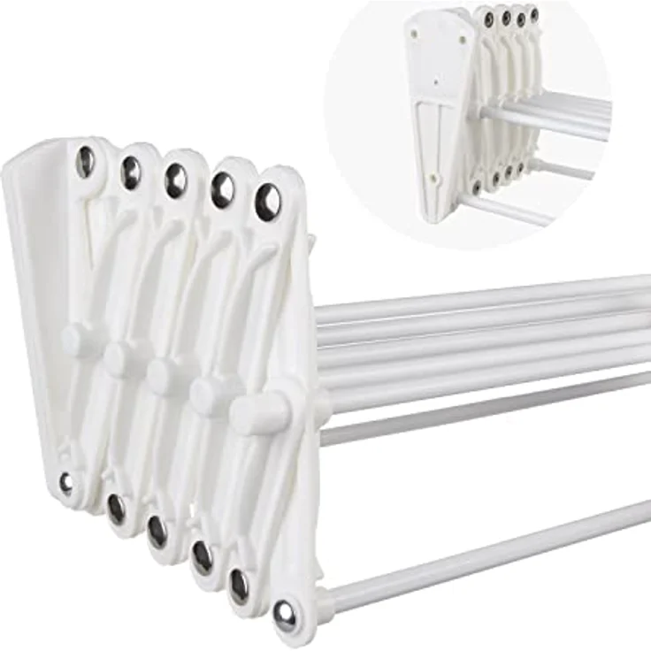 ABJ Wandwäschetrockner Teleskop Wäschetrockner für die Wand, Klapptrockner weiß 80 cm – Bild 4