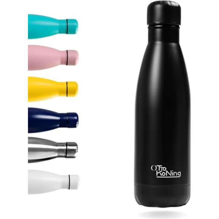 Otto Koning Edelstahl Trinkflasche 500ml, Vakuumisolierte Thermosflasche, Auslaufsicher, für Sport, Schule und Büro, BPA-frei, rostfrei – Bild 1