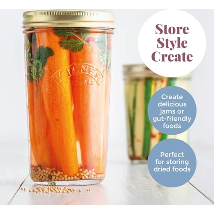 KILNER Einmachglas 200ml mit Twist-Off Deckel, 6er Set für luftdichtes Einkochen und Konservieren, transparent mit goldenem Schraubdeckel – Bild 8