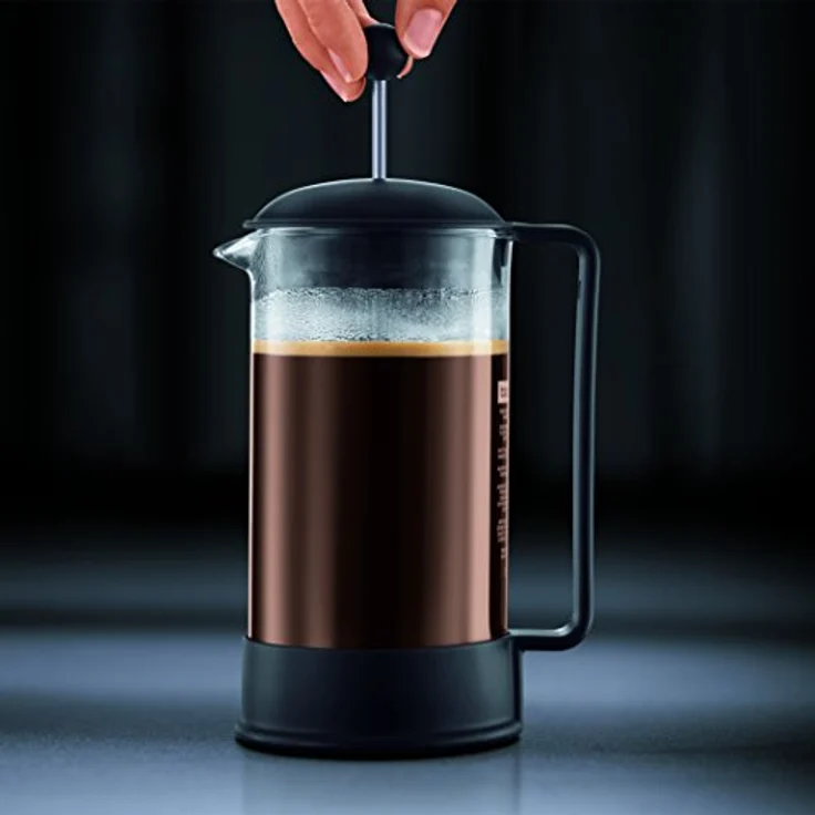 Bodum 1543-01 BRAZIL Kaffeebereiter (French Press System, Permanent Edelstahl-Filter, 0,35 liters) schwarz – Bild 4