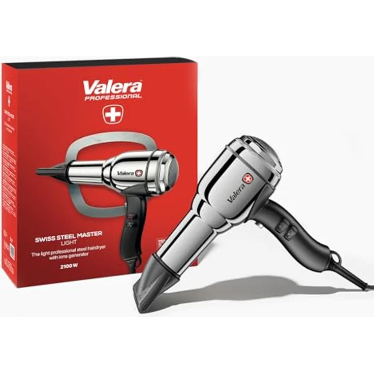 Valera, Swiss Steel Master Light, professioneller Haartrockner aus verchromtem Stahl, leichter Föhn mit leistungsstarkem Motor, 3 Temperaturstufen, Ionen-Generator, 2100 W – Bild 3