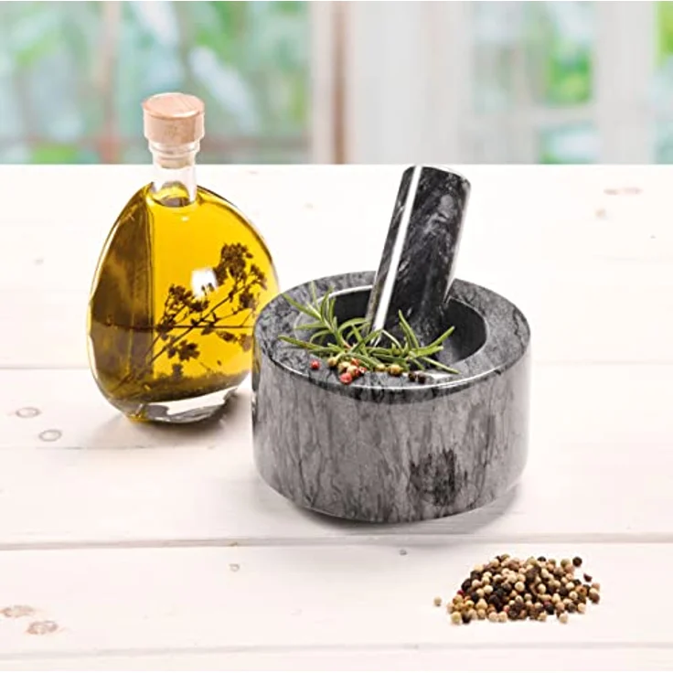 Kesper | Mörser, Material: Marmor, Maße: Ø 13 cm, H: 8 cm, Farbe: Grau poliert | 71504 – Bild 2