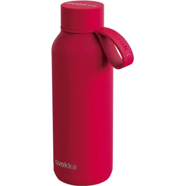 Quokka SOLID Thermosflasche aus Edelstahl mit Halterung, 510 ml, doppelwandige Vakuumisolierung, Cherry Red
