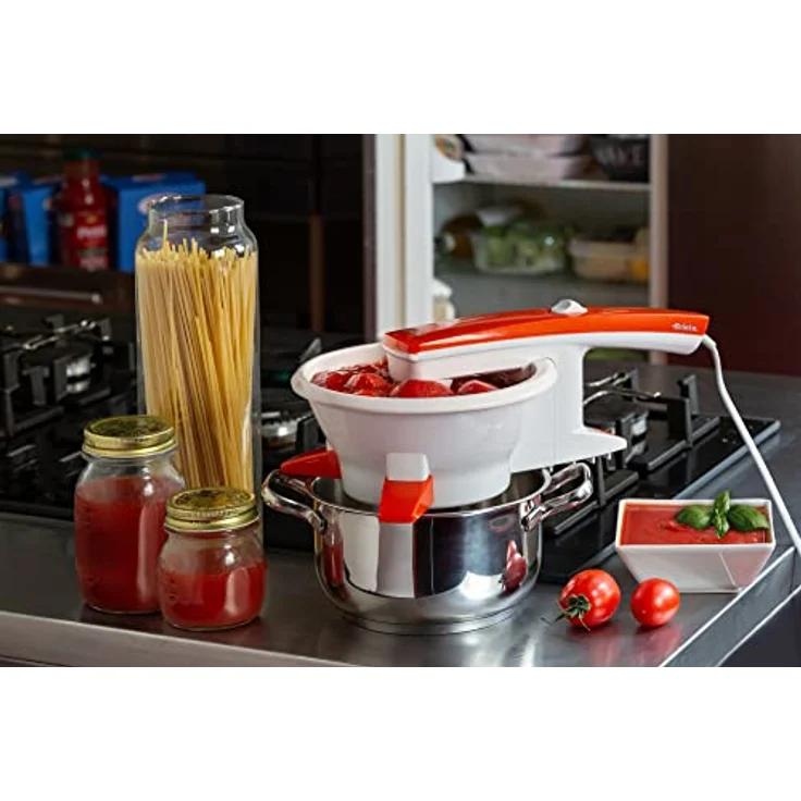 Ariete 261 Passì, elektrisches Passiergerät, 3 Scheiben aus Edelstahl mit verschiedenen Löchern, 25 W, Schaber, anpassbar an jeden Behälter, Orange – Bild 2