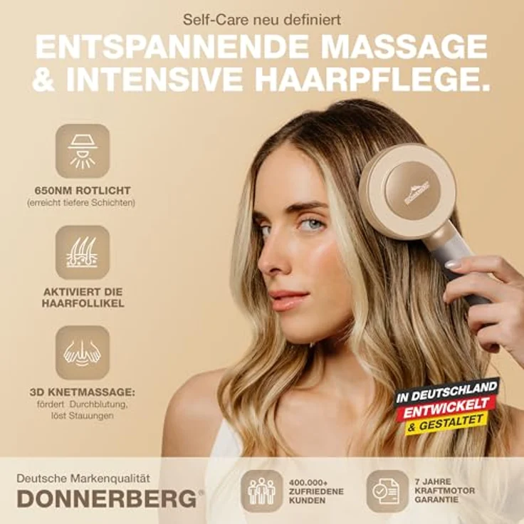 Donnerberg Kopfmassagegerät MIO KM-068, 3D-Kopfmassage mit Rotlicht + Ölanwendung, Beige – Bild 6