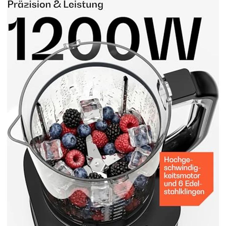Klarstein Verosteel Küchenmaschine mit Kochfunktion, 1200 W, inklusive Mixer und To-Go-Behälter – Bild 4
