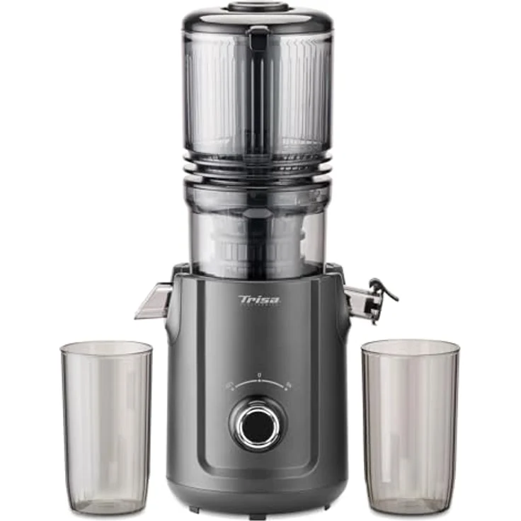 Trisa Slow Flow Juice Entsafter, 300 W mit Cold Press Technologie und extra großem Einfüllschacht, schwarz – Bild 1