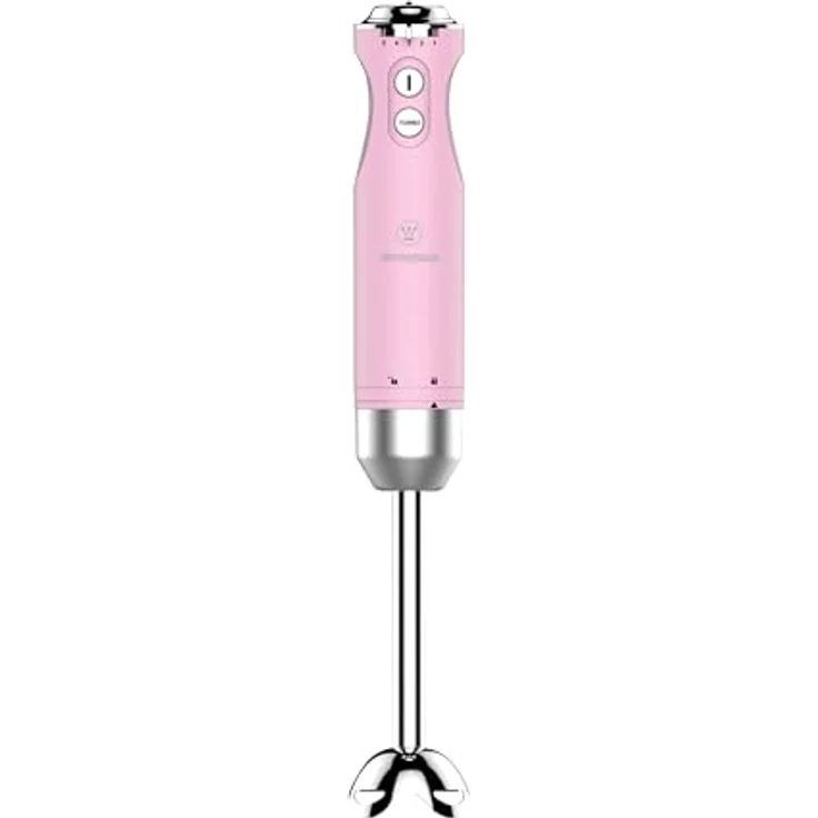 Westinghouse Retro Stabmixer, 4 Geschwindigkeitsstufen, Turbofunktion, 2 Flügelmesser, Edelstahl, Ergonomischer Griff, Abnehmbarer Stab, Aufbewahrungstasche, 600 Watt, pink – Bild 1