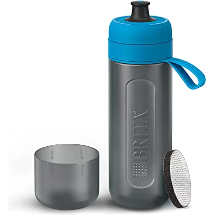 BRITA Wasserfilter-Flasche fill&go Active Blau, Robuste Sport Trinkflasche mit Wasserfilter für unterwegs aus BPA-freiem Kunststoff - Zusammendrückbar – Bild 2