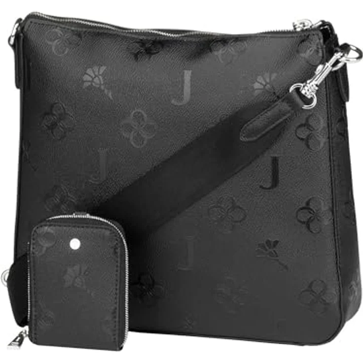 JOOP! Decoro Stampa Jasmina Shoulderbag MVZ, Beuteltasche aus hochwertigem Kunstleder mit Allover Logo-Design und Reißverschlussetui, schwarz – Bild 2