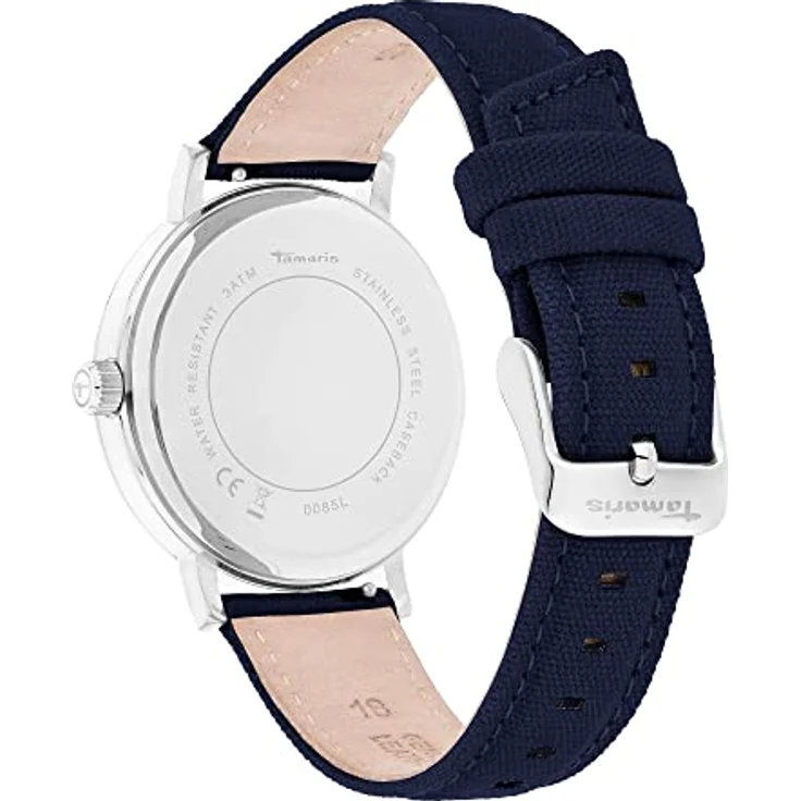 Tamaris Armbanduhr TT-0085-LQ, Silber, 38 mm Metallgehäuse, kratzunempfindliches Mineralglas, Canvasarmband – Bild 3