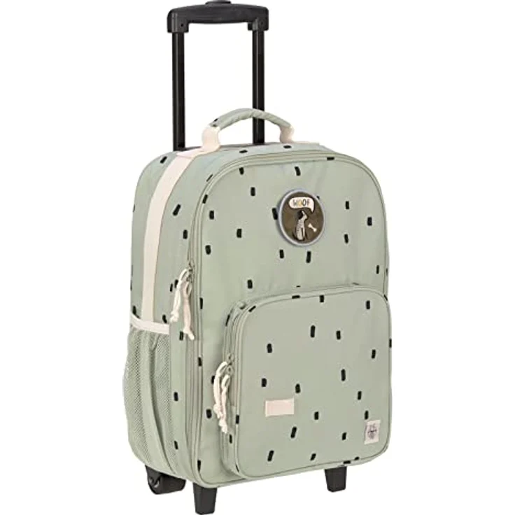 LÄSSIG Kinderkoffer Trolley Reisekoffer mit Teleskopstange und Rollen für Kinder Handgepäck/Trolley Happy Prints oliv – Bild 1