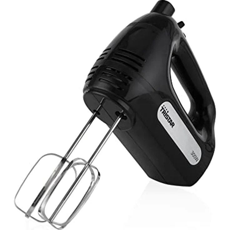 Tristar MX-4201 Handmixer, 5 Geschwindigkeits- und 1 Turbostufe, 300 Watt Leistung, mit 2 Teighaken und Schneebesen, Schwarz – Bild 6