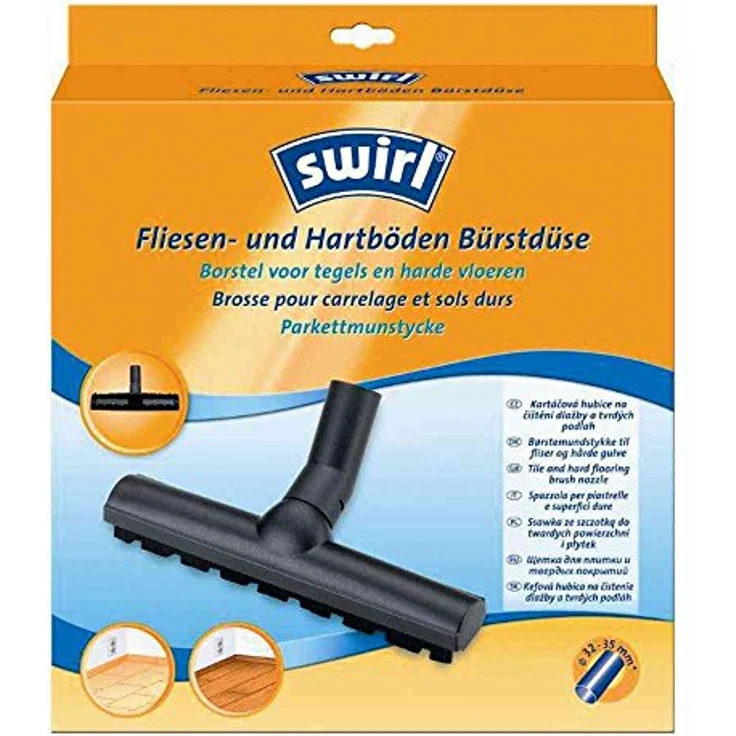 Swirl Fliesen und Hartböden Bürstdüse (Staubsaugerdüse mit Bürstenleiste aus Naturhaar, 32mm-35mm, Passend z.B. für Miele, Siemens, Bosch, Philips, Kärcher, AEG, Samsung, Rowenta) – Bild 2