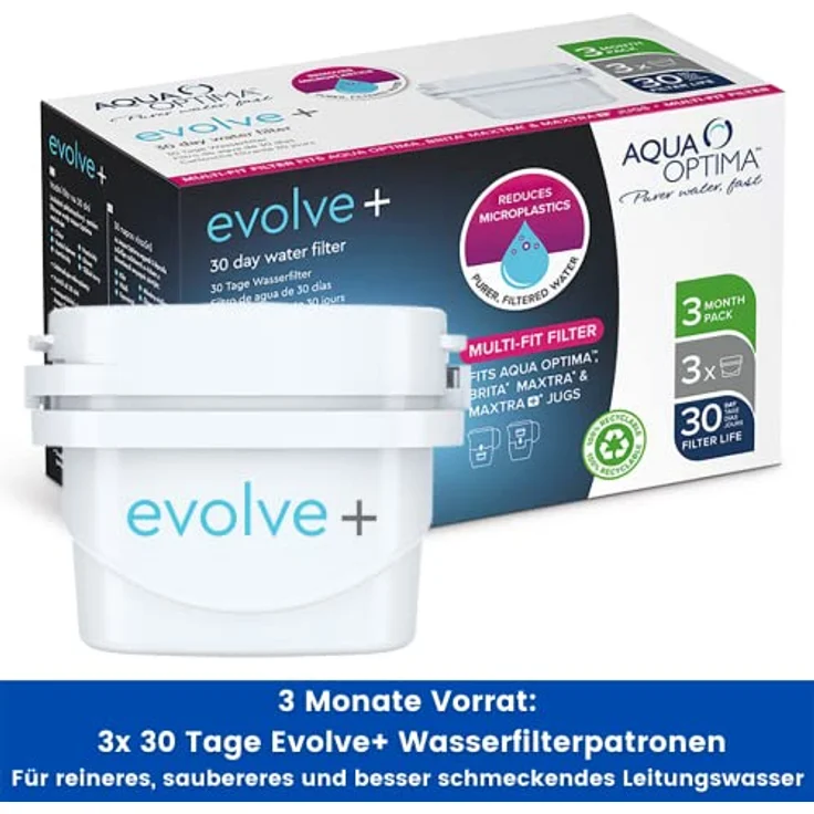 Aqua Optima Evolve+ 30 Tage Wasserfilterkartusche, Weiß, 3 Pack (up to 3 Months Supply) – Bild 3