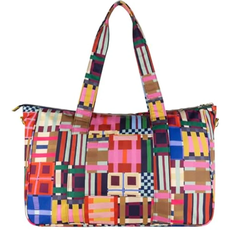Oilily Tartan Tape Wynda Shopper Tasche, 31 cm, Mehrfarbig mit praktischen Fächern und verstellbarem Umhängeriemen – Bild 3