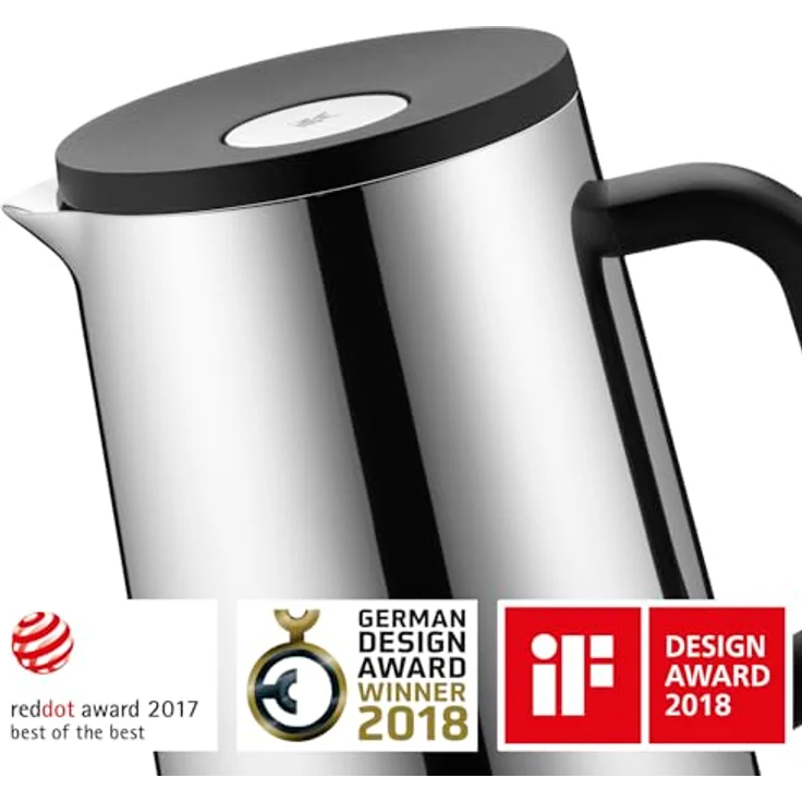 WMF Isolierkanne Thermoskanne Impulse Cromargan Edelstahl, 1,0 l, für Kaffee oder Tee Druckverschluss hält Getränke 24h kalt und warm – Bild 4