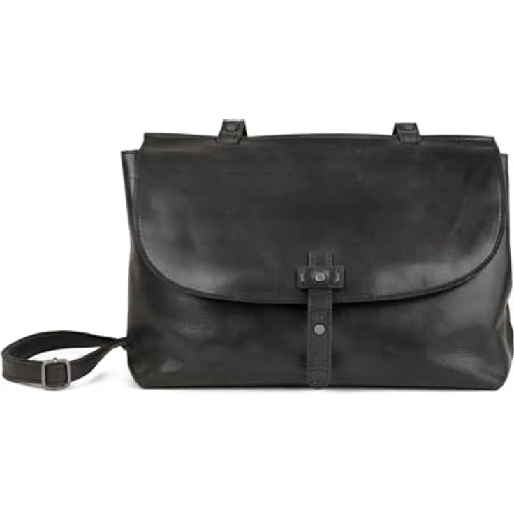 Harold's Aberdeen Shoulderbag L, hochwertige Umhängetasche aus Rindleder, schwarz, 33 x 10 x 25 cm – Bild 1