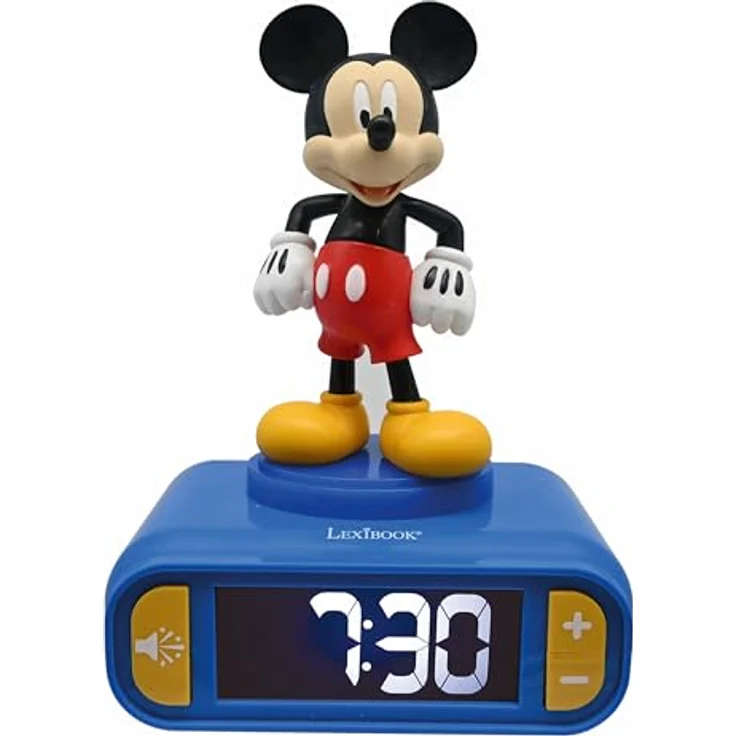Lexibook Disney Mickey, Wecker mit Nachtlicht und 6 Sounds, hintergrundbeleuchtetes LCD-Display, Schlummerfunktion, Blau, RL800MCH – Bild 1