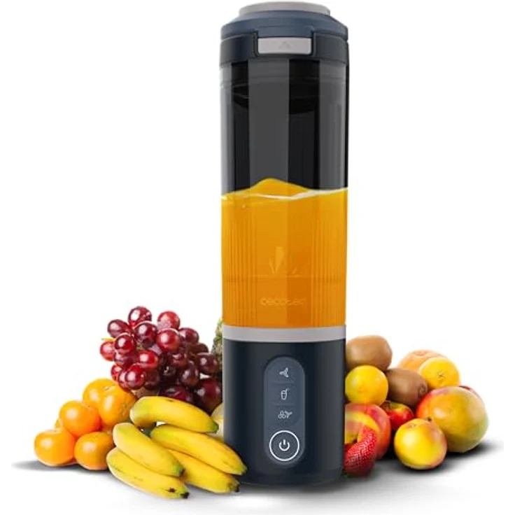 Cecotec Tragbarer Smoothie Maker Power Titanium Shake2Go Dark, 180 W, 600 ml To-Go-Becher, 3 Automatikprogramme, Anti-Blockier-Design – Bild 1