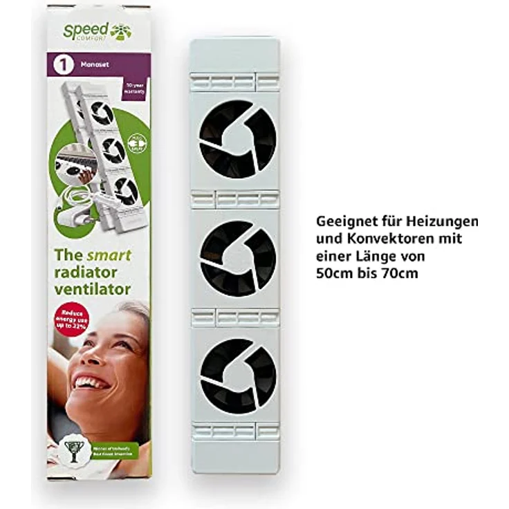 SpeedComfort Starter Mono Set 1-Stück: Smartes Heizgebläse für Heizungen - Langlebiger Heizverstärker für Unterheizungen und Heizkörper - zum Sparen von Energie und Heizkosten – Bild 2