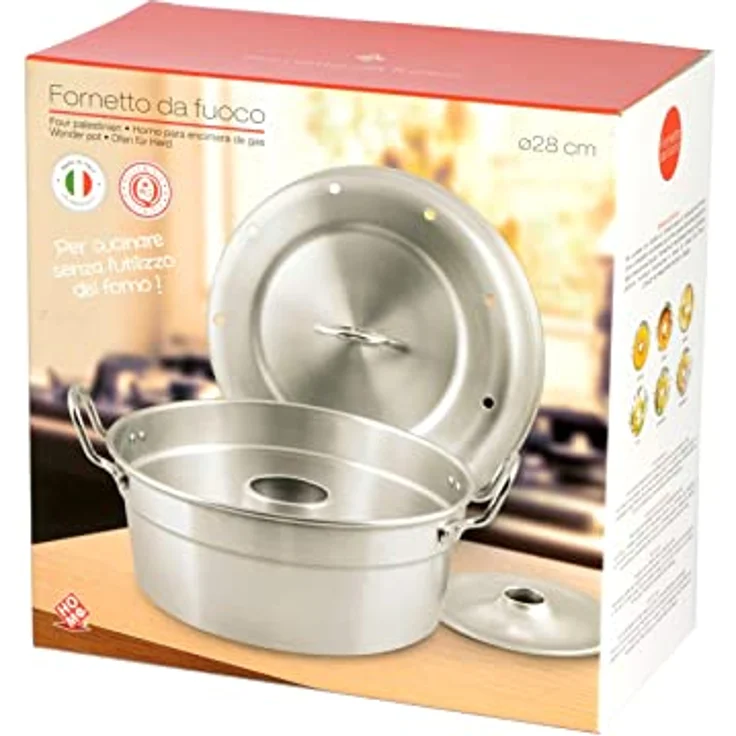 Home Gas-Backofentopf für Süßspeisen, aus Aluminium mit Deckel, 28 cm, Silberfarben – Bild 7