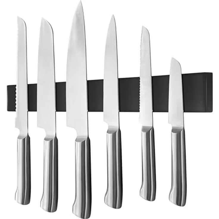 POPPSTAR Edelstahl Messer Magnetleiste 40cm, schwarz, mit extra starkem Magnet, selbstklebend und schraubbar – Bild 1